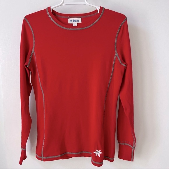 Meister Cabincore Contrast Stitch Embroidered Wool Blend Kiss Me Ski Sweater - Picture 2 of 13